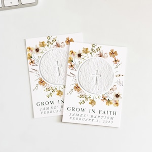 growNOTES™ Grow in Faith Baptism Favor Cards, Communion, Christening, Wallet Size, Mini Favor Cards, Seed Paper, Plantable Favors,