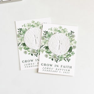growNOTES™ Grow in Faith Baptism Favor Cards, Communion, Christening, Wallet Size, Mini Favor Cards, Seed Paper, Plantable Favors,