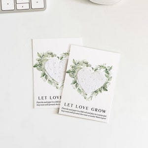 growNOTES™ Let Love Grow Plantable Favor Cards, Grows Wildflowers, Seed Paper Packet, Wallet Size Guest Gifts, Wedding, Shower, Sage Wreath