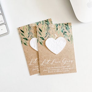 growNOTES™ Let Love Grow Plantable Seed Paper Favor Cards, Grows Wildflowers, Wallet Size Gift, Bridal, Wedding, Shower, Greenery Drop