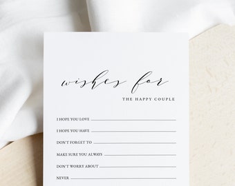 Wishes for the Couple, Bridal Shower Games Printable, Bridal Shower, Template, Instant Download, Editable, DIY, Templett