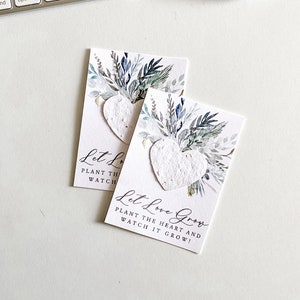 growNOTES™, Let Love Grow Plantable Favor Cards, Grows Wildflowers, Seed Paper Packet, Wallet Size Guest Gift, Wedding Shower, Blue Grey