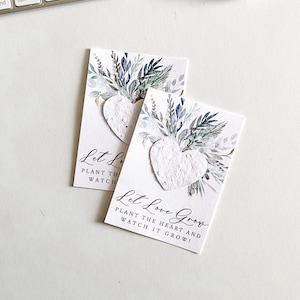 growNOTES™, Let Love Grow Plantable Favor Cards, Grows Wildflowers, Seed Paper Packet, Wallet Size Guest Gift, Wedding Shower, Blue Grey