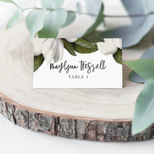 Magnolia Collection Placecards Template, DIY Place cards, Modern Calligraphy, Magnolia Blooms, Blossoms, DIY, Templett, Instant Download image 1