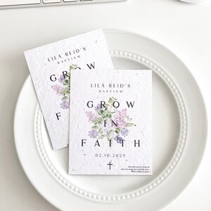 Cadeaux en papier de culture lilas growNOTES™ pour semences de foi, fleurs sauvages, cadeaux à planter, première communion, baptême, 3,5 x 4,5 pouces
