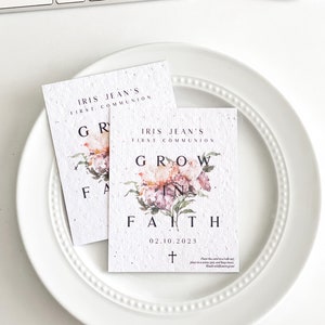 growNOTES™ Iris Grow in Faith Seed Paper Favors, Grows Wildflowers, Plantable Favors, First Communion, Baptism, 3.5"x4.5"