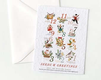 growNOTES™ 12 Days of Christmas Holiday Cards Seeds and Greetings Seed Paper Christmas Cards Unique Seeded Card Grows Wildflowers