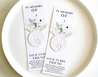 growNOTES™ Pet Memorial Bookmarks with Plantable Seed Paper Attached Memorial Cards Sympathy Grief Cards, Keepsake, Wildflowers