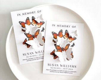 Memorial Butterfly Card Plantable Seed Paper For Funeral Custom In Memory Of Sympathy Personalized Grief Cards Celebration of Life Keepsake