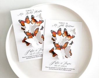 growNOTES™ Plantable Butterfly Escort Favor Cards, Dimensioned Place cards, Grows Wildflowers, Guest Gift, Wedding, Seeds, 3.5"x5"