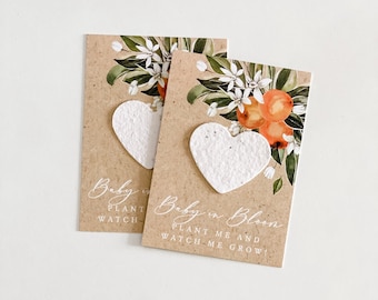 growNOTES™ Baby in Bloom, Baby Shower, Plantable Favors, For Guests, Seed Paper Cards, Wildflowers, Citrus Blossom, Wallet Size, #54