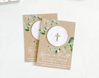 growNOTES™ Grow in Faith Baptism Favor Cards, Communion, Christening, Wallet Size, Mini Favor Cards, Seed Paper, Plantable Favors, Mailable
