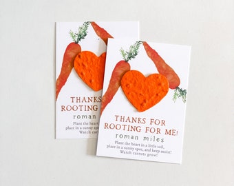 growNOTES™ Rooting for Me Favor Cards, Teacher Gift, Student Gift, Seed Paper, Carrot Seeds, Plantable Favors, Party, Wallet Size