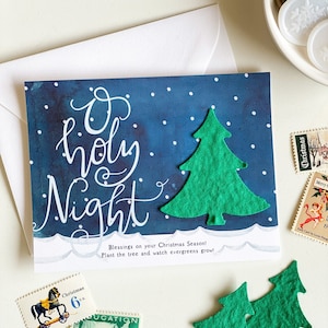 growNOTES™, Oh Holy Night, cartes de voeux de Noël, faire pousser un arbre, à planter, cartes de vœux à envoyer par la poste, graines à feuilles persistantes, format A2 + enveloppes, 5