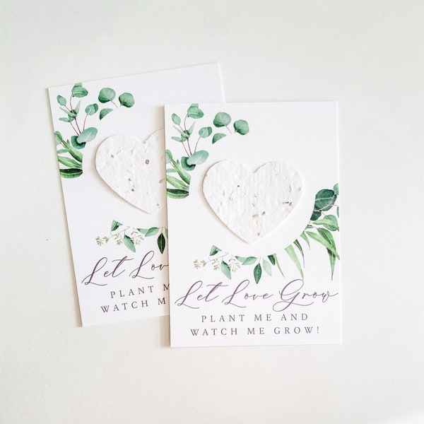 growNOTES™ Let Love Grow Plantable Seed Paper Favor Cards, Grows Wildflowers, Wallet Size, Gifts, Bridal, Wedding, Shower, Mailable Favor