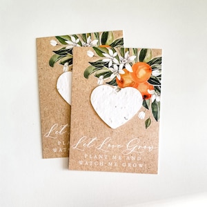 growNOTES™ Plantable Favor Cards, Grows Wildflowers, Seed Paper Packet, Wallet Size Guest Gift, Wedding Shower, Citrus Orange
