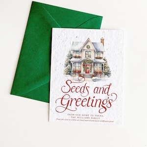 growNOTES™ Plantable Holiday Cards Personalized Seed Paper Christmas Cards Unique Seeded Card Grows Wildflower Seeds & Greetings