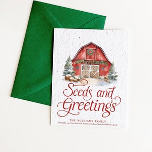growNOTES™ Plantable Holiday Cards Personalized Seed Paper Christmas Cards Unique Seeded Card Grows Wildflower Seeds & Greetings