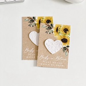 growNOTES™ Sunflower Baby Shower Favor Cards, Baby Shower, Plantable Favors, For Guests, Seed Paper Cards, Wallet Size