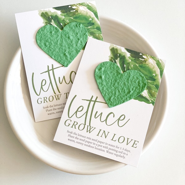 growNOTES™, Lettuce Grow In Love, Lettuce Grow Together, Lettuce Seed Paper, Business, Realtor, Handout, Favor Cards, 3x4 Size, Plantable