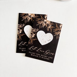 growNOTES™ Plantable Favor Cards, Grows Wildflowers, Seed Paper Packet, Wallet Size Guest Gift, Wedding Shower, Gold & Black