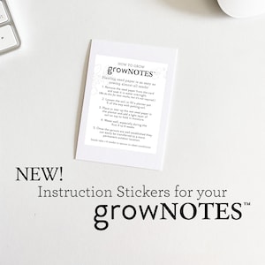 growNOTES™, instructions d'autocollants complémentaires, bricolage pour le dos de vos cadeaux, cadeau à envoyer par la poste, mini cartes en papier graine, autocollants pratiques, instructions