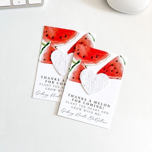 growNOTES™ Thanks a Melon Favor Cards, Birthday Favors, Seed Paper, Watermelon Thanks, Plantable Favors, Party, Wallet Size