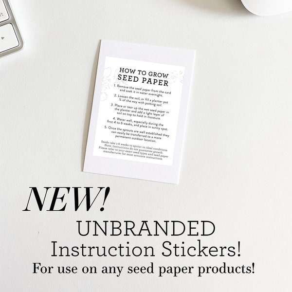 UNBRANDED, How to Grow Seed Paper, Instruction Stickers, Mailable Favor, Mini Seed Paper Cards, See Item Description