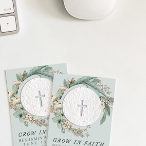 growNOTES™ Grow in Faith Baptism Favor Cards Communion Christening Wallet Mini Favor Cards Seed Paper Plantable Favors Wildflower Butterfly