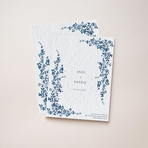 Cartes "Retenez cette date" à planter GrowNOTES™ Cartes de mariage fleurs de vigne en papier graine Cartes uniques de mariage floral printanier de fleurs sauvages respectueuses de l'environnement