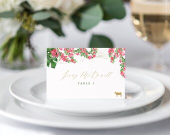 Bougainvillea Tropical Collection Placecards Template, DIY Place cards, Modern Calligraphy, DIY, Templett, Instant Download