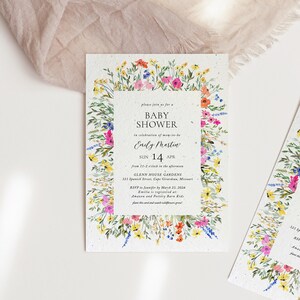 Faire-part à planter pour une fête prénatale growNOTES™, Faire-part pour une fête prénatale, bébé en fleurs - 4 faire-parts