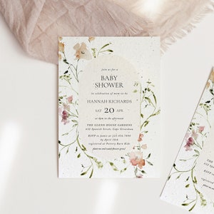 Faire-part à planter pour une fête prénatale growNOTES™, Faire-part pour une fête prénatale, bébé en fleurs - 4 faire-parts