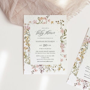 Faire-part à planter pour une fête prénatale growNOTES™, Faire-part pour une fête prénatale, bébé en fleurs - 4 faire-parts