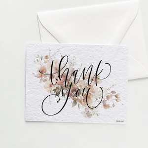 growNOTES™, Thank You Flat Notecards, Plantable Cards, Seed Paper, A2 Flat Cards, Envelopes, Eco-Friendly, Grows Wildflowers, 4.25&quot;x5.5&quot;