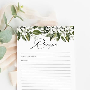 Bruidsdouche Receptkaart, Bruidsdouche Spellen Afdrukbaar, Witte Bloemen Bruidsdouche, Sjabloon, Instant Download, Bewerkbaar, DIY, Templett