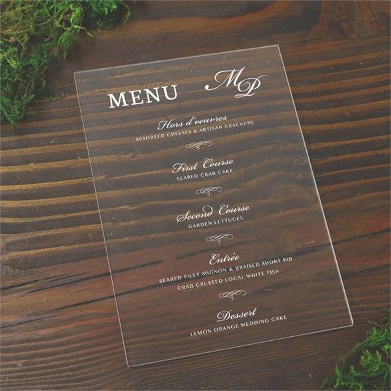 Acrylic Menu Clear Menus Plexi Glass Transparent Menu Etsy