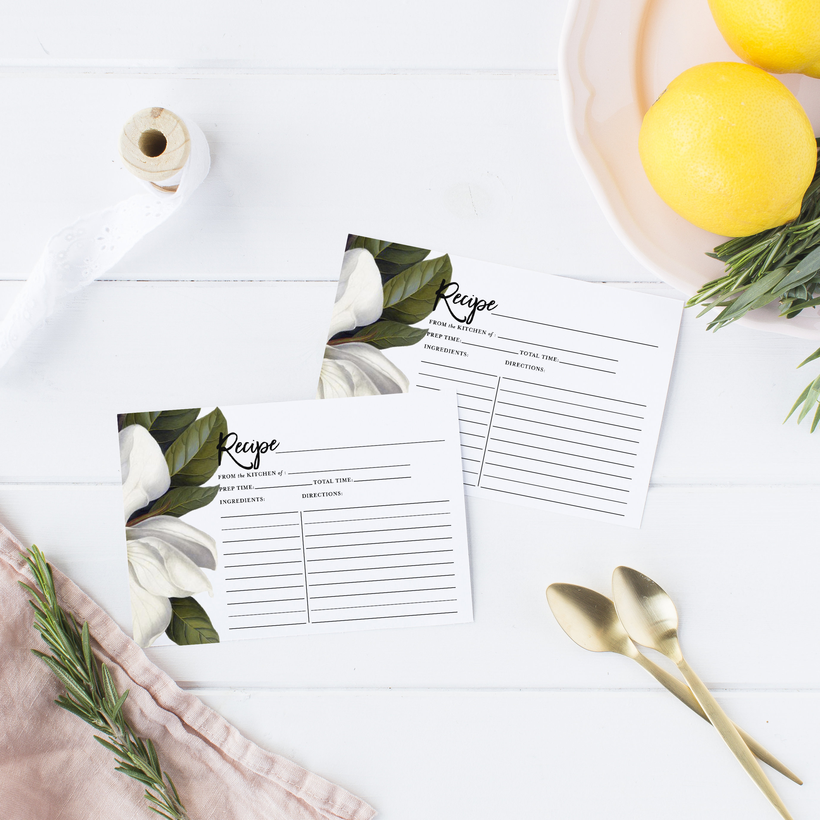 Magnolia Recipe Card Magnolia Digital Download Greenery Etsy