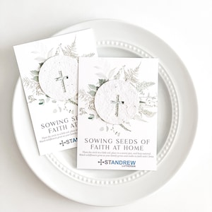growNOTES™ Sowing Seeds of Faith Cards, Church Cards, Handouts, Christening, First Holy Communion, 3.5x5 Size, Seed Paper, Plantable Favors