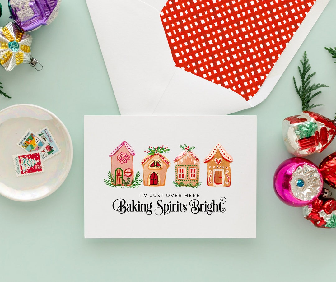 Gingerbread House Christmas Notecards, Baking Spirits Bright, A2 ...