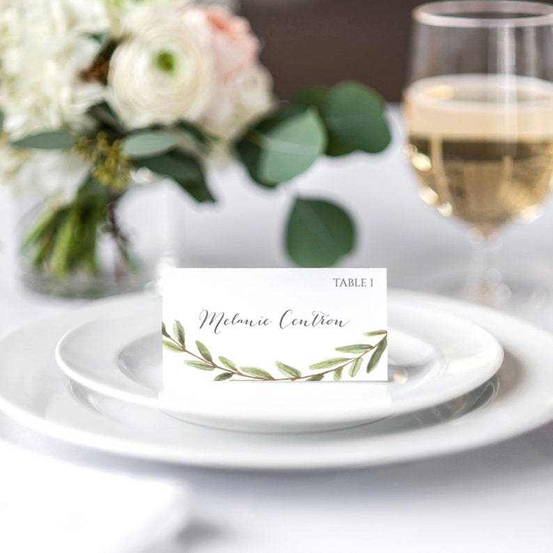 Olive Branch Place cards, Table Decor, Day-Of Decor, Signs, DIY Printable, Template, Templett, Instant Download image 1