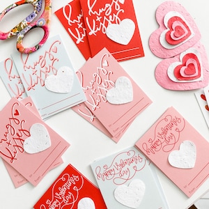 growNOTES™, Personalized Valentines, For Kids, Rainbow, Pink, Mint, Class Gift, Wallet Size, Mini Cards, Seed Paper, Plantable Favors