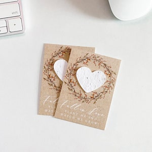 growNOTES™, Fall in Love Plantable Favor Cards, Grows Wildflowers, Seed Paper Packet, Wallet Size Guest Gift, Wedding Shower, Acorn Wreath
