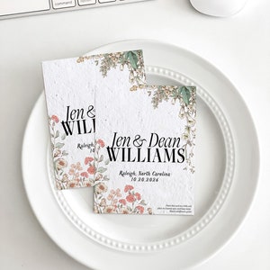 Cadeaux de mariage growNOTES™, Garden shower, Cadeaux de graines de fleurs sauvages, Cadeau à envoyer par la poste, Cartes à planter, Mariage, Shower, Botanique, 3,5 x 4,5 pouces