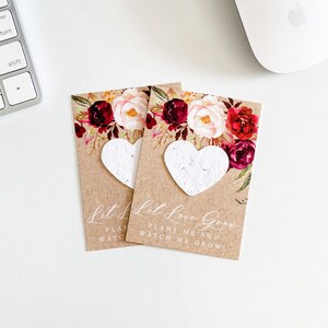 growNOTES™ Plantable Favor Cards, Grows Wildflowers, Seed Paper Packet, Wallet Size Guest Gift, Wedding Shower, Marsala Kraft