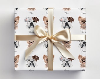 Personalized Pet Gift Wrap, Wrapping Paper, Watercolor, Hand Painted Dog/Cat, Gift Wrap, Christmas, Holiday, Animal Lover Gift, 20"x29"