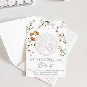 GrowNOTES™ Carte commémorative florale à planter pour animal de compagnie Papier semencier et enveloppe postale Cadeau de sympathie pour animal de compagnie pour un ami Chat Amoureux des chiens Cartes de deuil animal