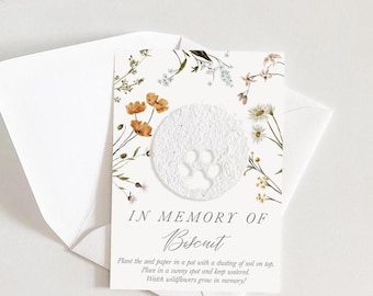 growNOTES™ Floral Plantable Pet Memorial Card Seed Paper Pet Sympathy Gift Friend Cat Dog Lover Animal Grief Cards - with Mailing Envelope