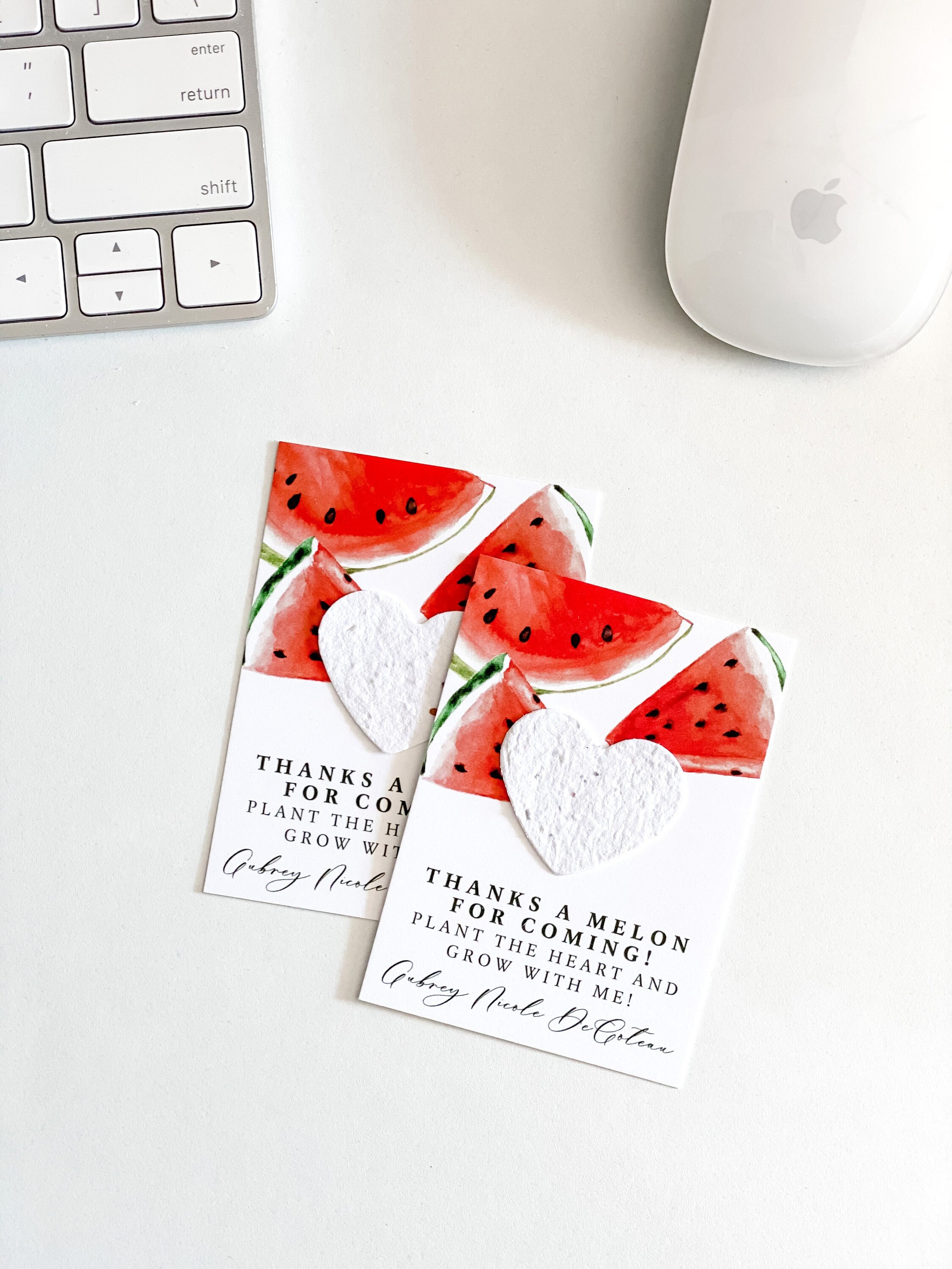 growNOTES™ Thanks a Melon Favor Cards, Birthday Favors, Wildflower Seed Paper, Watermelon Thanks, Plantable Favors, Party, Wallet Size