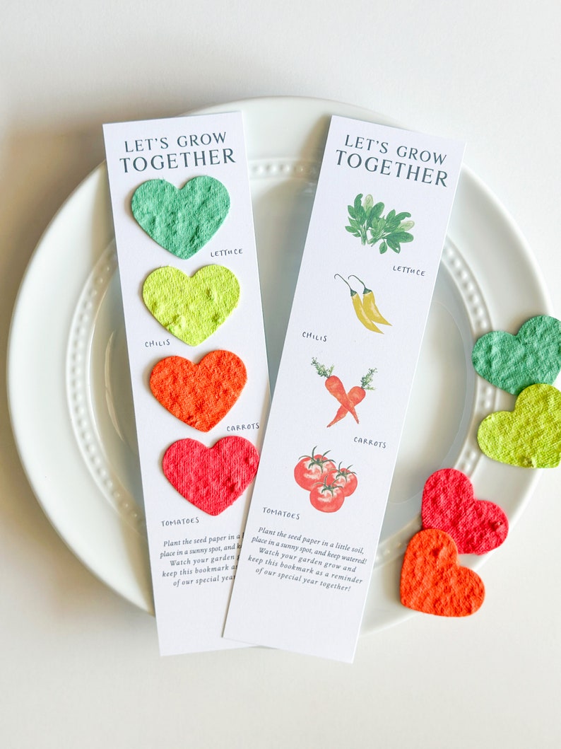 growNOTES™ Let's Grow Together Garden Bookmarks, Seed Paper, Vegetables, Teacher Gift, Students, Kids, Gardeners, Plantable, Summer Gift image 2